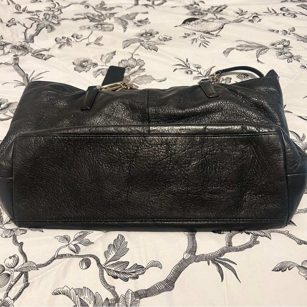 Coach Black Leather Tote with Gold Accents - Picture 10 of 15